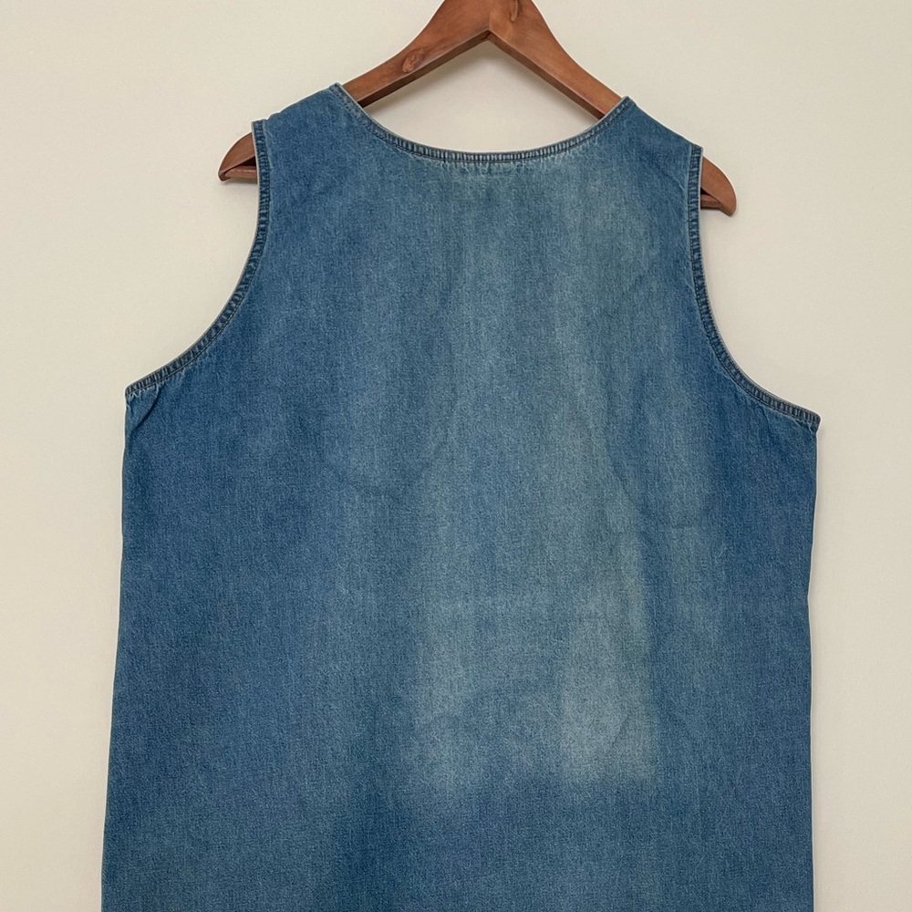 Speed Limit Denim Maxi Dress 1X Sleeveless Embroidered Daisies Cottagecore 90s - Picture 8 of 10